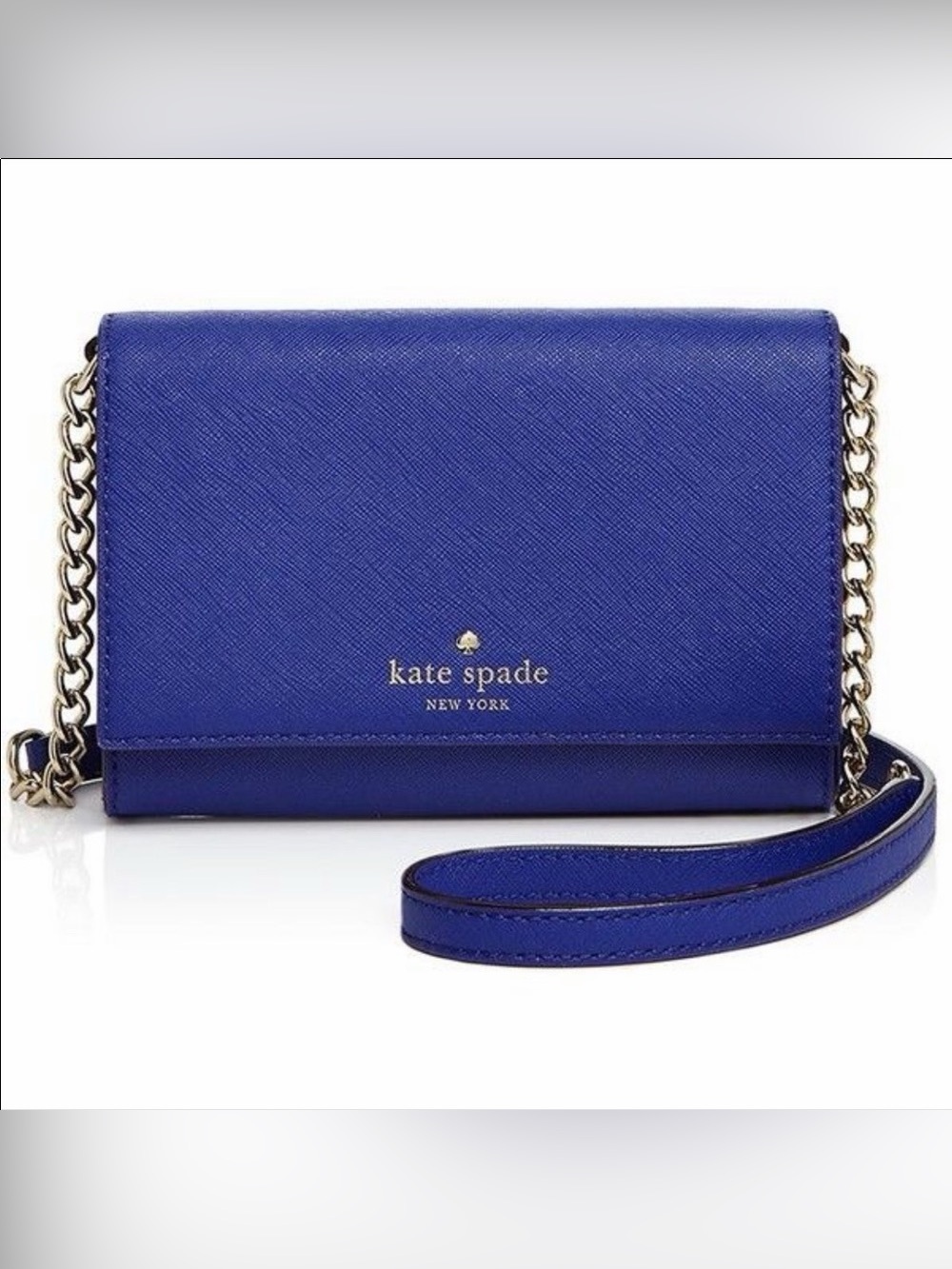 Kate Spade cobalt blue leather clutch